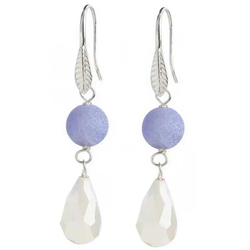 Edelstenen oorbellen Air Slake Blue Agate Effloresce