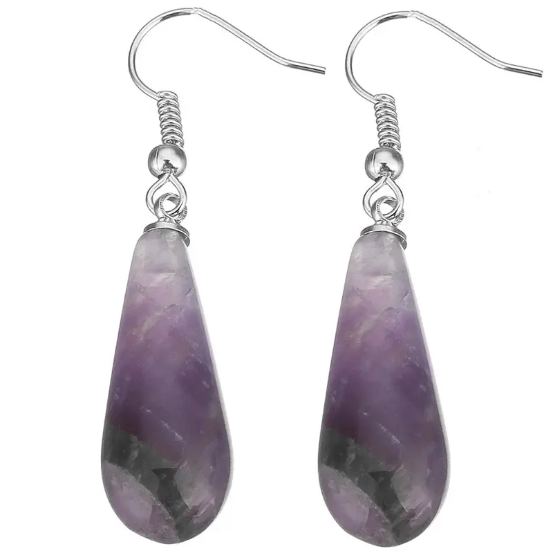 Edelstenen oorbellen Amethyst Long Drop