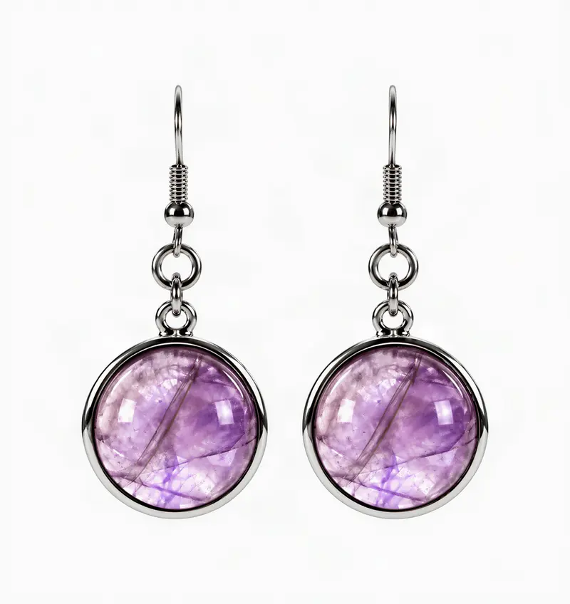 Edelstenen oorbellen Amethyst Round