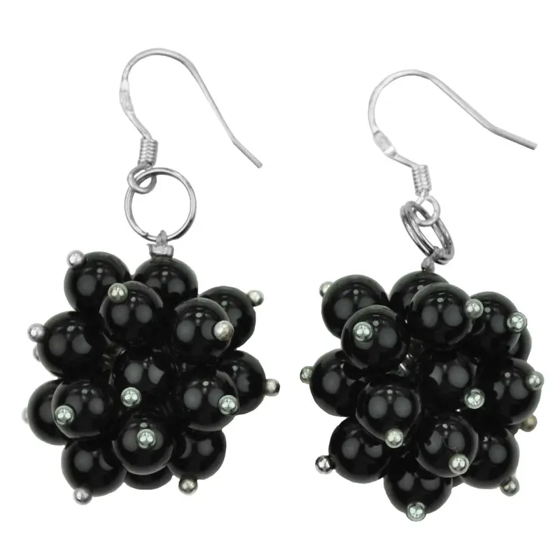 Edelstenen oorbellen Black Snow Ball