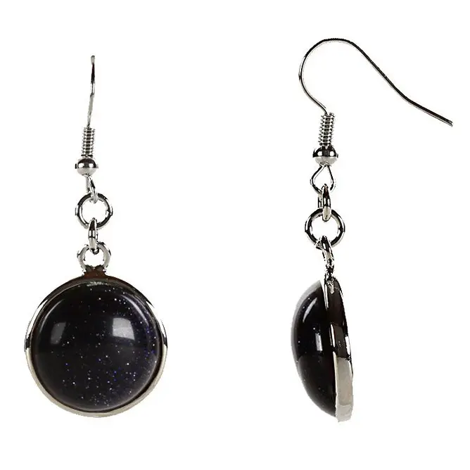 Edelstenen oorbellen Blue Goldstone Round