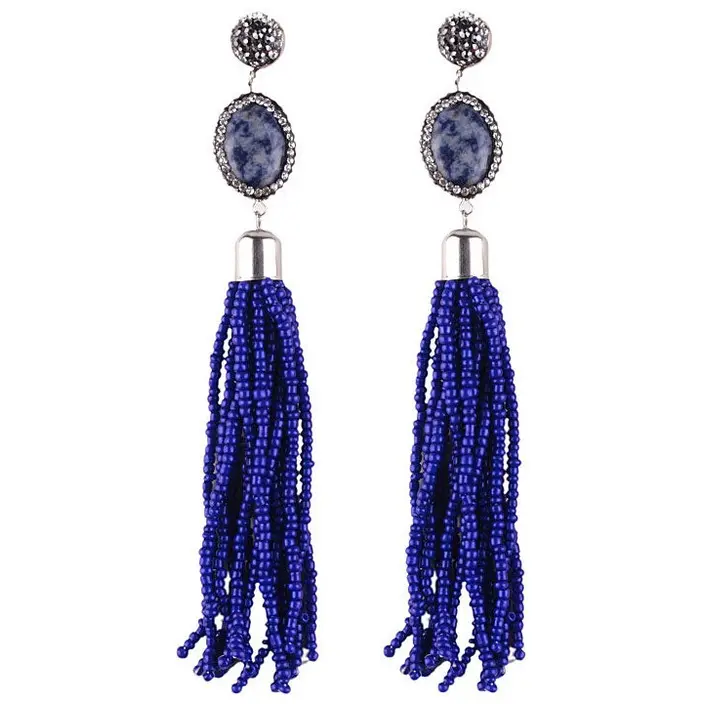 Edelstenen oorbellen Bright Blue Spot Tassel