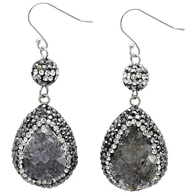 Edelstenen oorbellen Bright Grey Crystal Agate Small