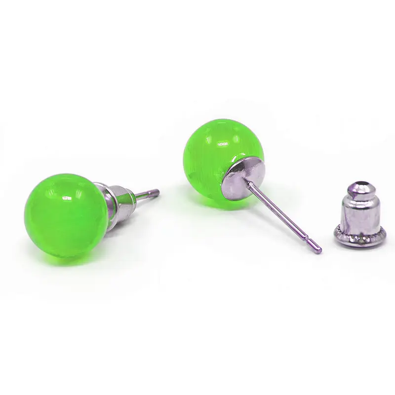 Edelstenen oorbellen Cat's Eye Light Green
