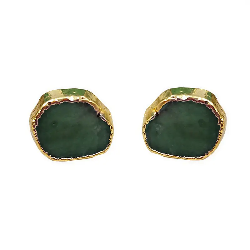 Edelstenen oorbellen Chrysopraas Gold stud