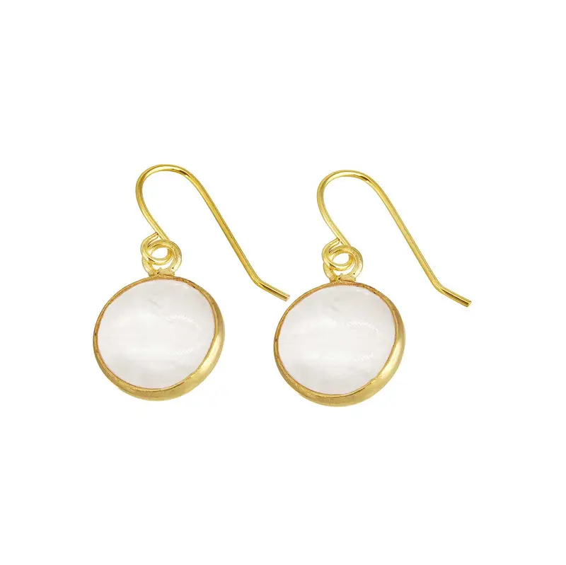 Edelstenen oorbellen Clear Quartz Gold Round