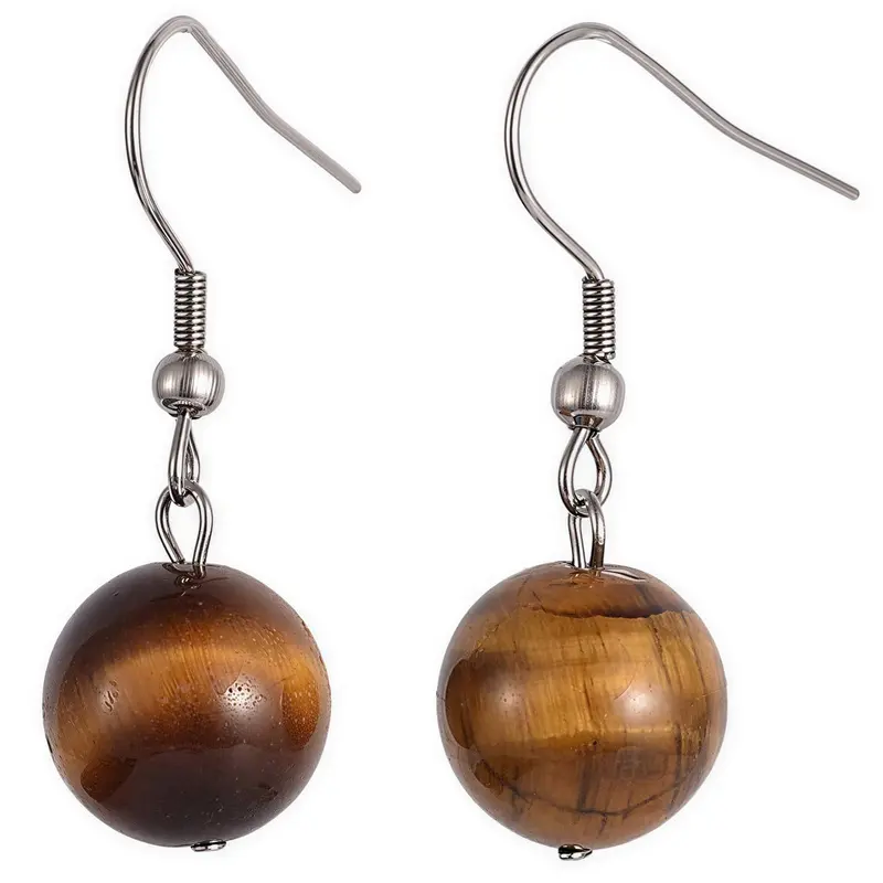 Edelstenen oorbellen Dangling Tiger Ball