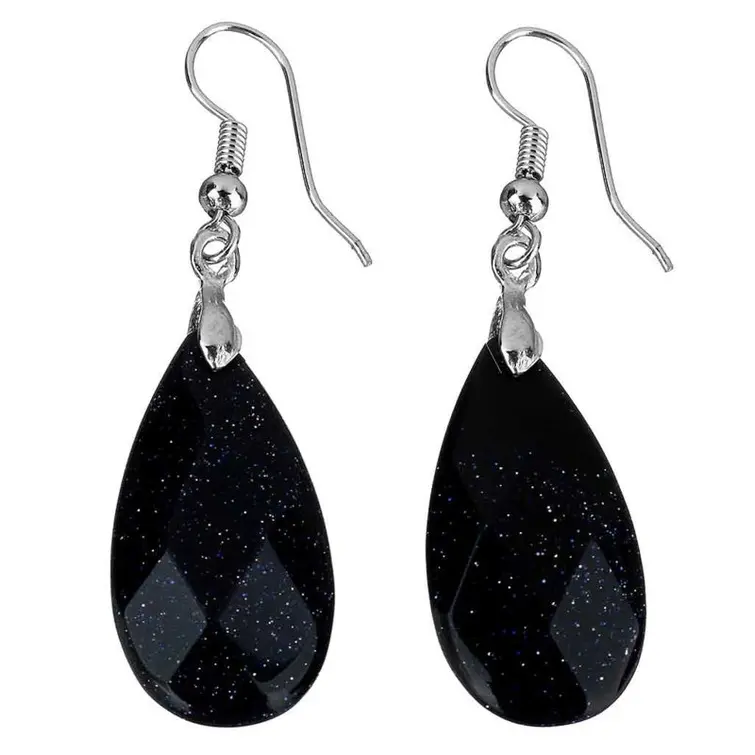 Edelstenen oorbellen Facet Blue Goldstone