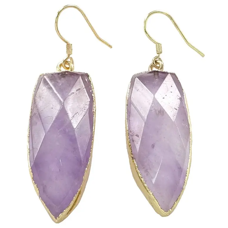 Edelstenen oorbellen Gold Amethyst Peak