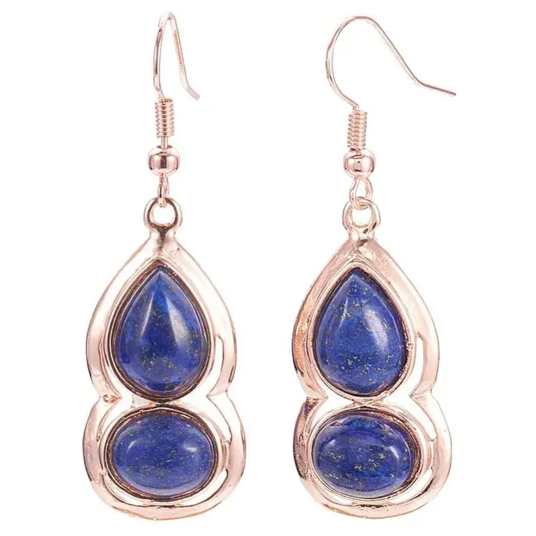 Edelstenen oorbellen Lapis Lazuli Rose Gold