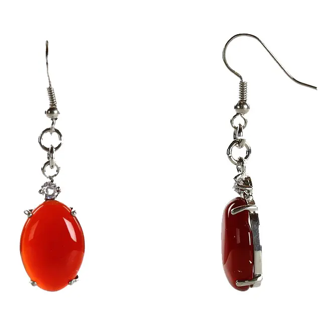 Edelstenen oorbellen Red Agate Oval