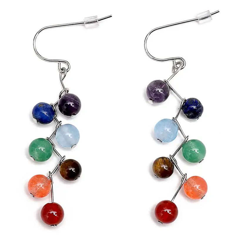 Edelstenen oorbellen - regenboog kleuren - zilver - Gemstone Rainbow