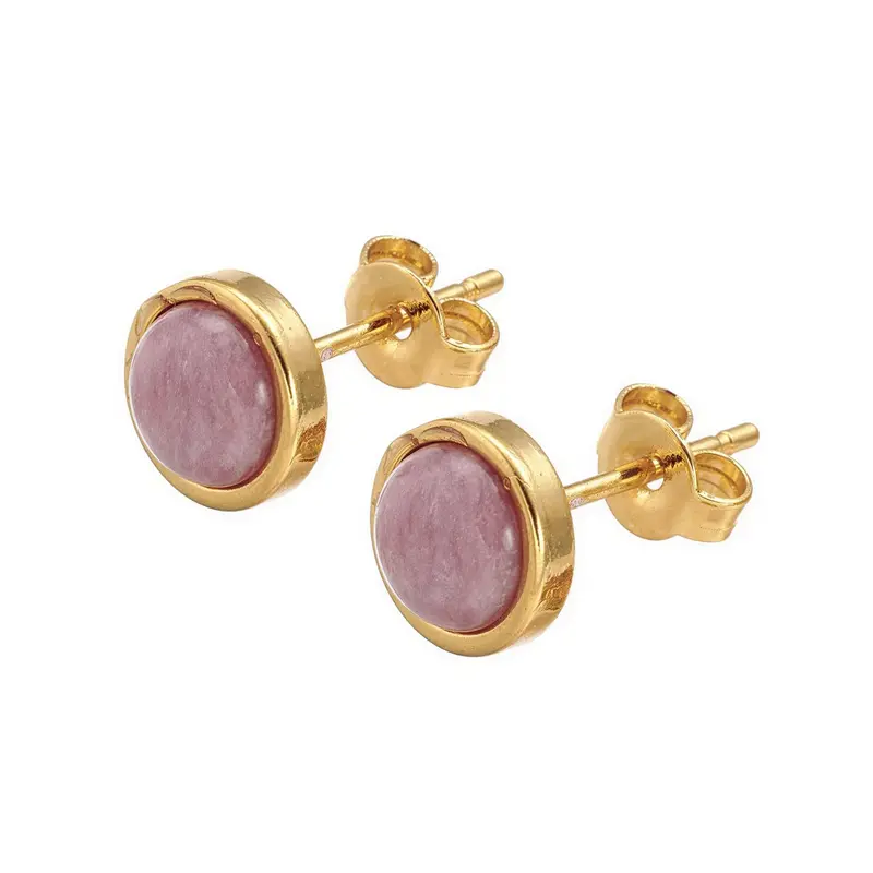 Edelstenen oorbellen Rhodonite Small Gold