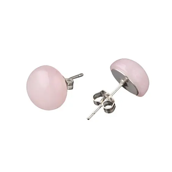 Edelstenen oorbellen Rose Quartz Eye 10 mm