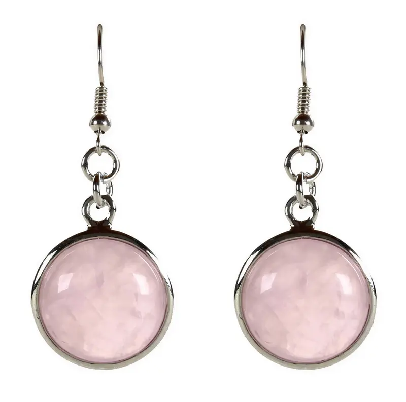 Edelstenen oorbellen Rose Quartz Round