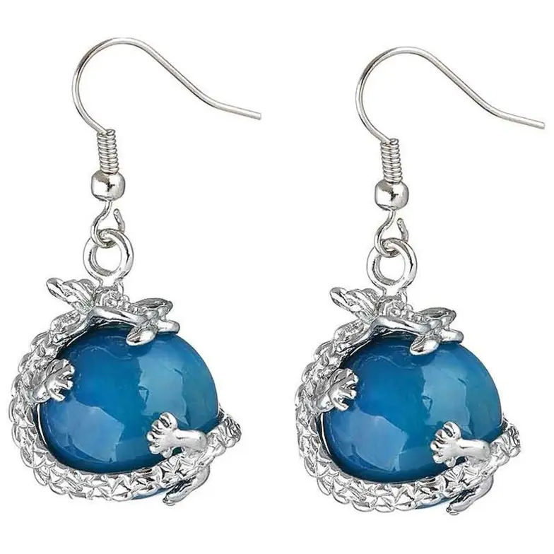 Edelstenen oorbellen Sapphire Agate Dragon