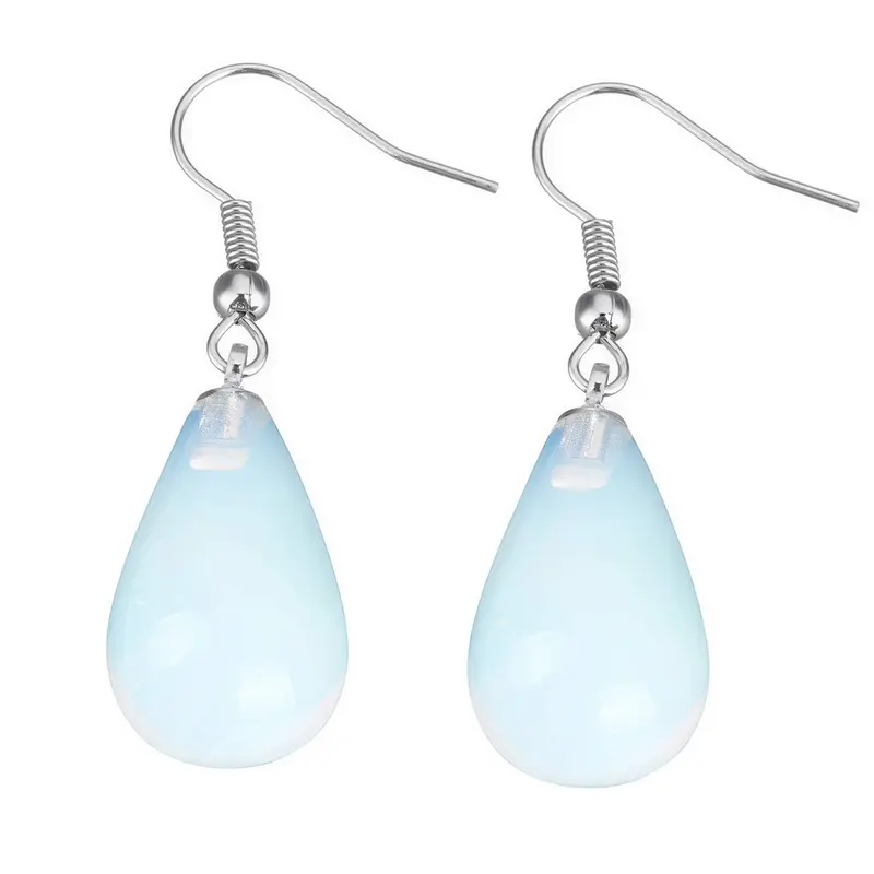 Edelstenen oorbellen Sea Opal Big Drop