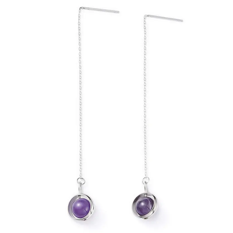 Edelstenen oorbellen Silver Chain Amethyst