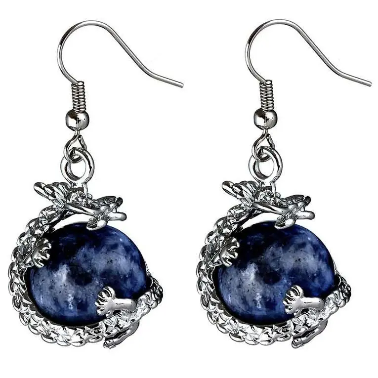 Edelstenen oorbellen Sodalite Dragon
