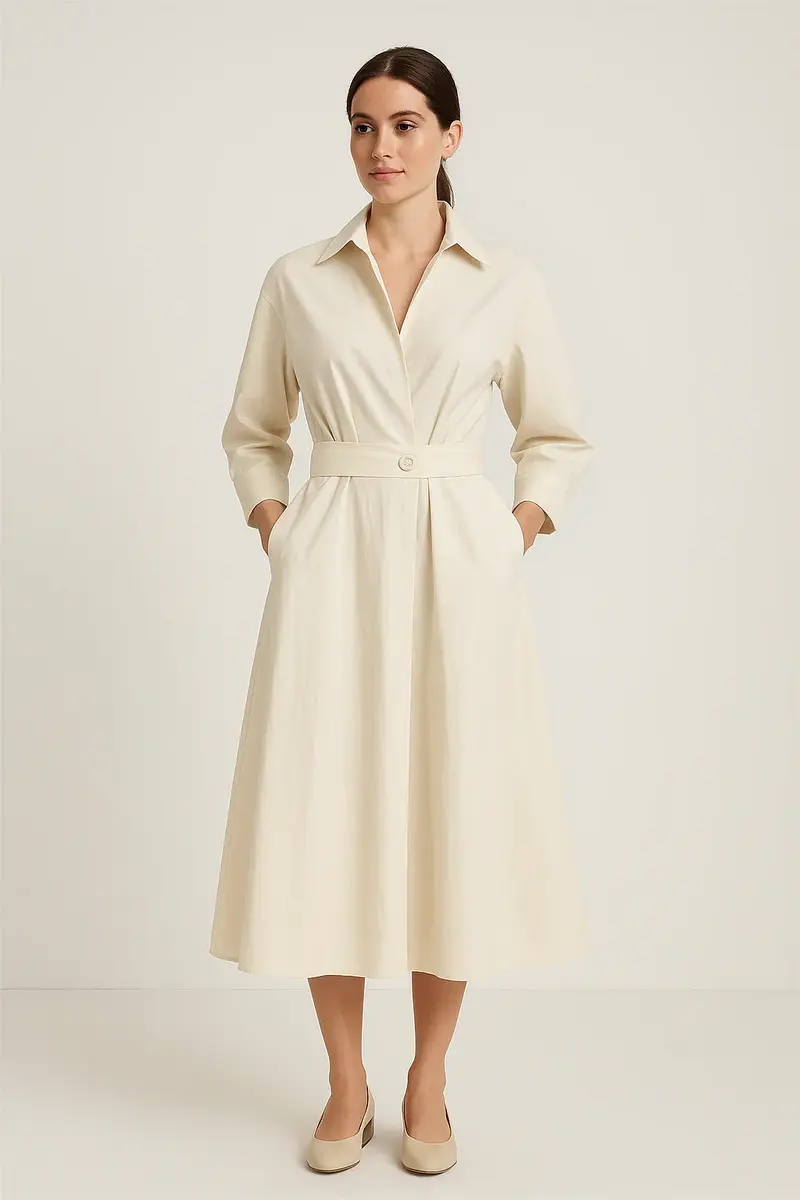 Eenvoudige Elegante Swingjurk met Lange Mouwen