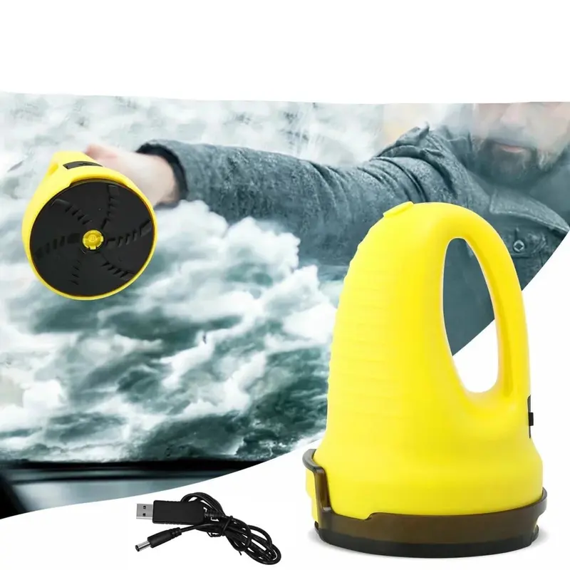 Elektrische autoijskrabber met draaiende schijf, handmodel voor de voorruit, verwarmd en oplaadbaar via USB