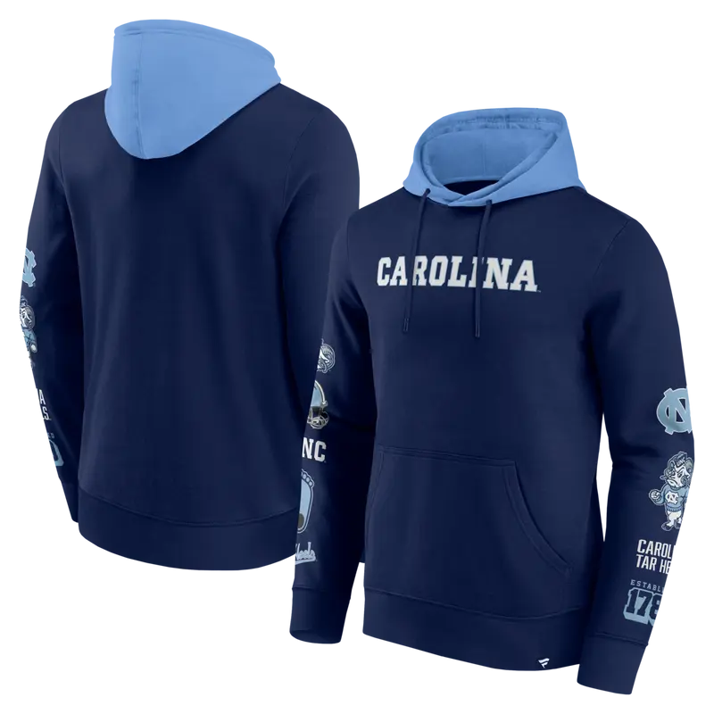 Fanatics - NCAA - Colorblock Badge Fleece Hoodie - North Carolina Tar Heels