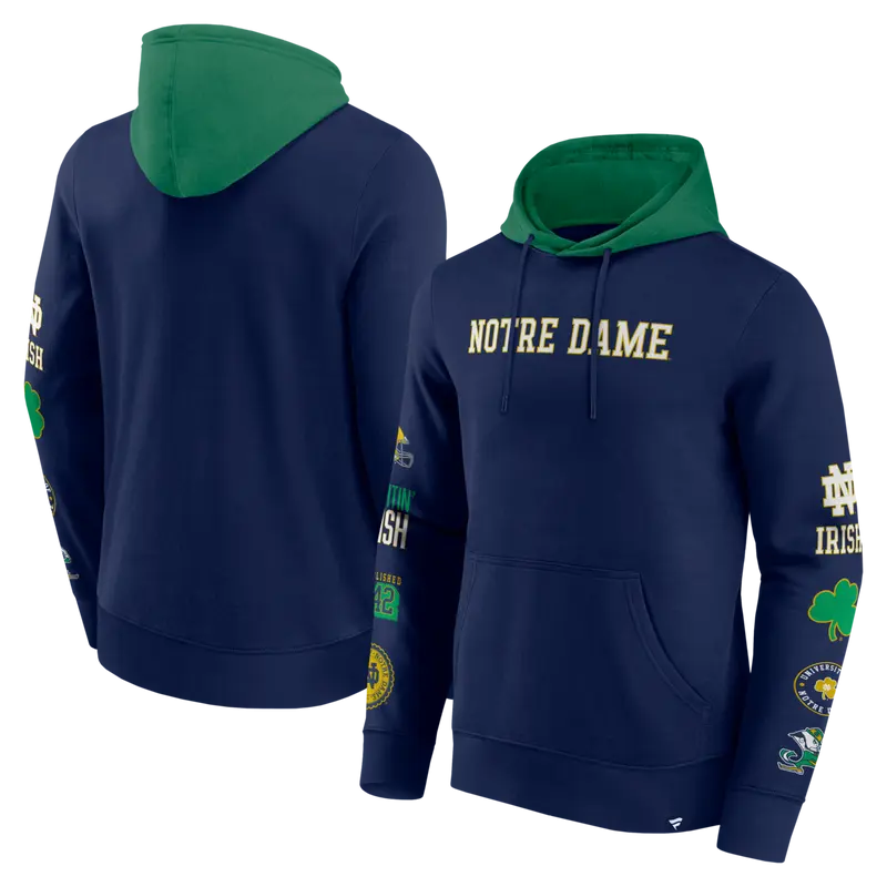 Fanatics - NCAA - Colorblock Badge Fleece Hoodie - Notre Dame Fighting Irish