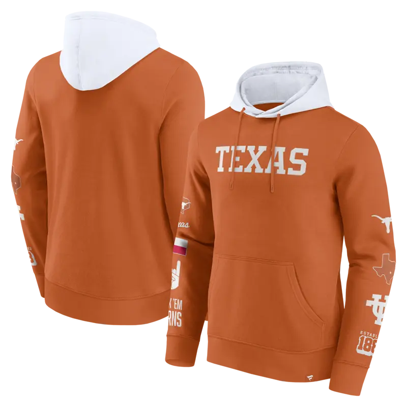 Fanatics - NCAA - Colorblock Badge Fleece Hoodie - Texas Longhorns