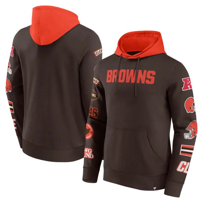 Fanatics - NFL - Colorblock Badge Fleece Hoodie - Cleveland Browns