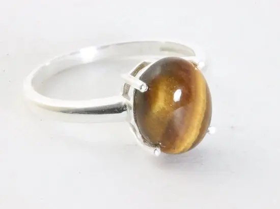 Fijne hoogglans zilveren ring met tijgeroog