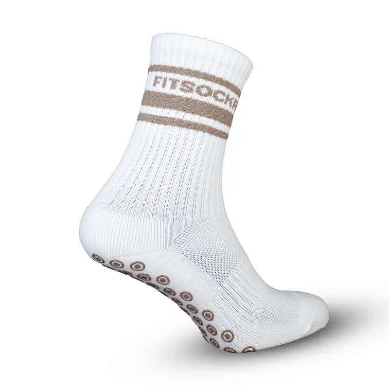 FitSockr Gripsokken V2 Line - Wit Bruin