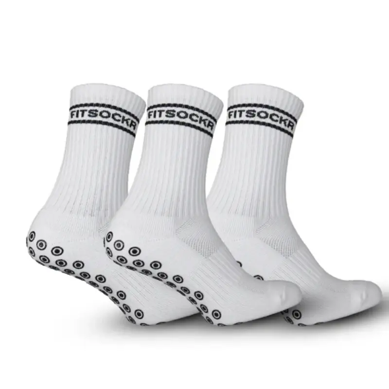 FitSockr Gripsokken V2 Stripe - Wit 3 paar