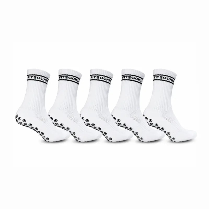 FitSockr Gripsokken V2 Stripe - Wit - 5 Paar