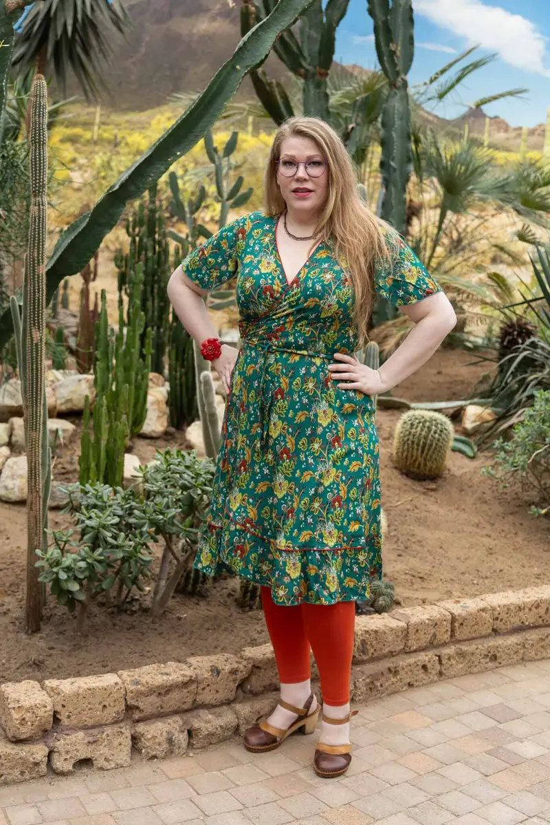 Flamenco overslag jurkje rayon - summer forest green