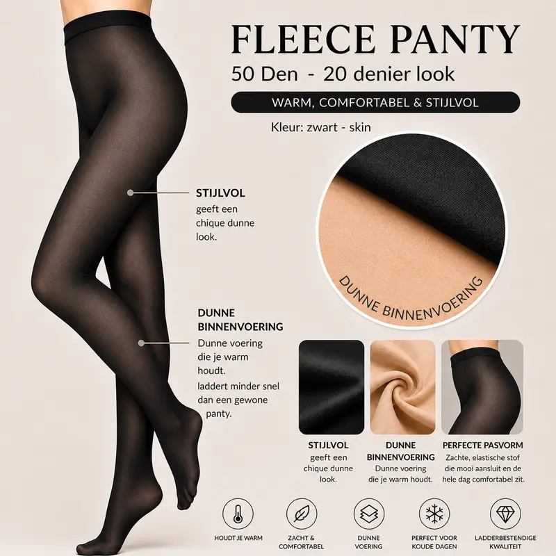 Fleece panty dun (50 denier - 20 denier look)