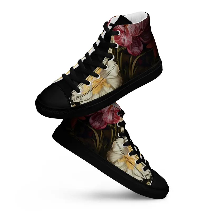 Floral - Baskets hautes HOMME (noir ou blanc)