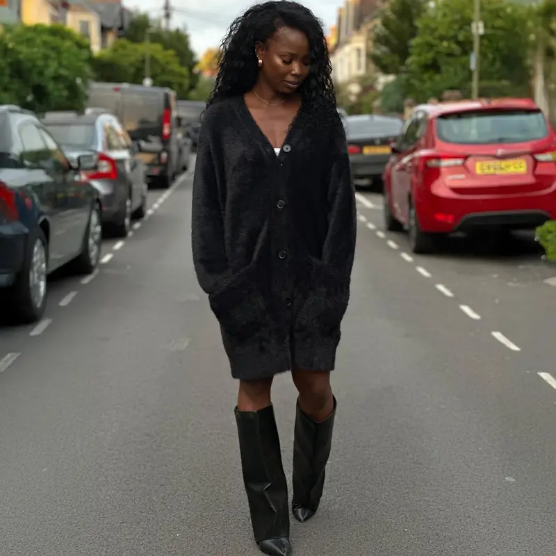 Fluffy Cardigan - Black