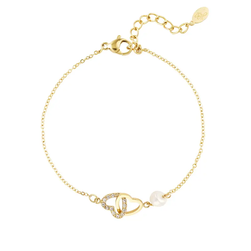 Forever Hearts & Pearl Armband Goudkleurig
