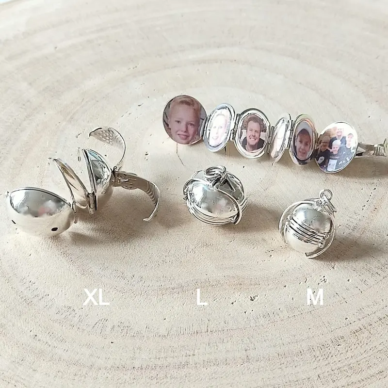 Foto medaillon zilver - zilveren fotobol M, L of XL