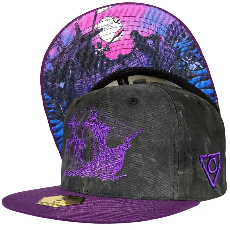 Full Moon Attack Snapback - Washed Dark Grey/Purple