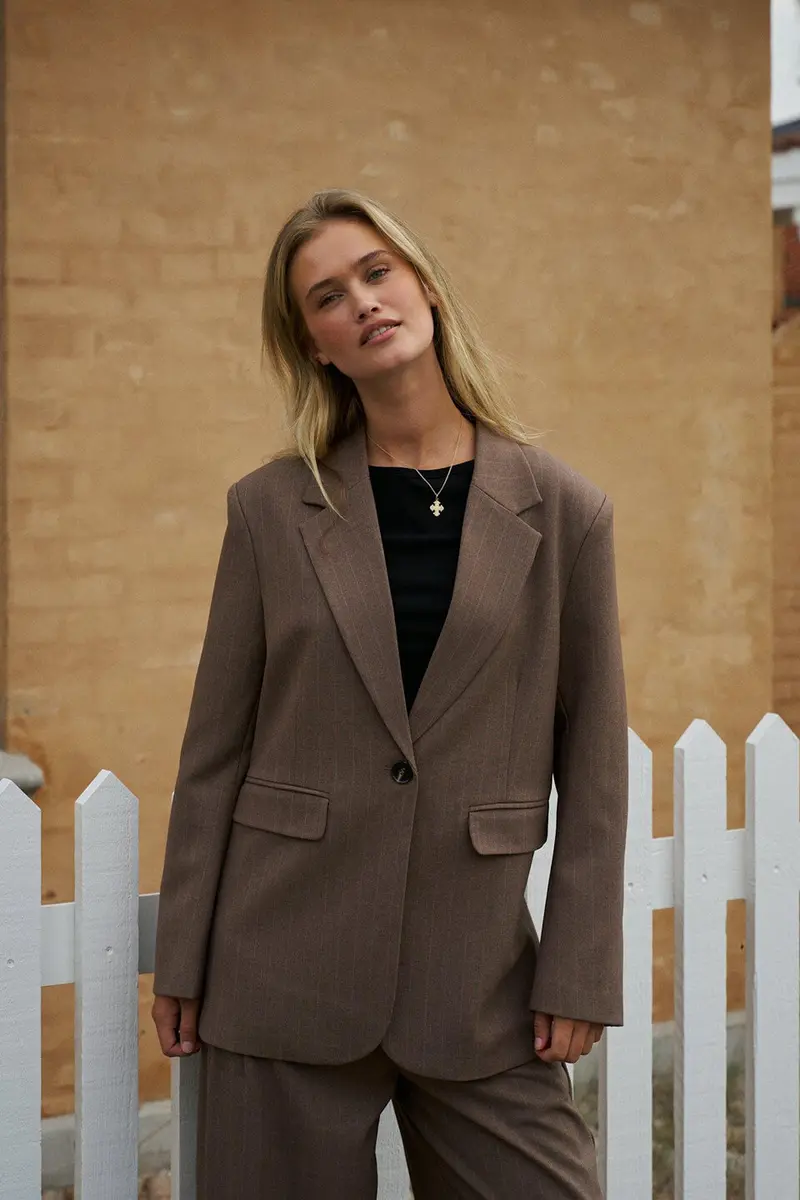 Gaby Pinstripe Krijtstreep Oversized Blazer | Neo Noir