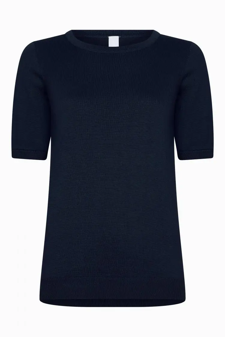 Gebreid | top | Halflang | katoen breisel | Kie | Black-Blue