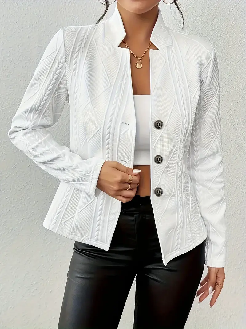 Getailleerd vest met textuur en opstaande kraag