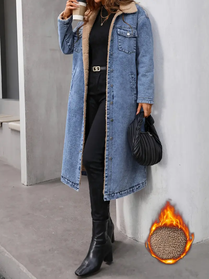 Gevoerd spijkerjack in washed blauw – Sofia