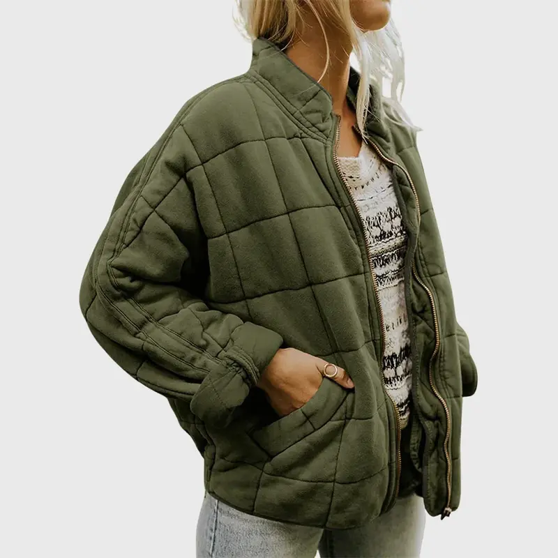 Gewatteerd jack in denim-stijl met opstaande kraag