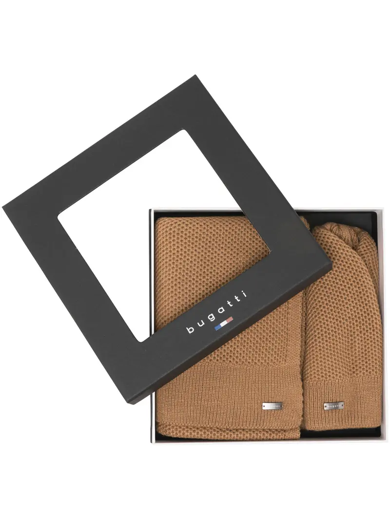 Giftbox sjaal en muts heren Bugatti - 630223 - beige