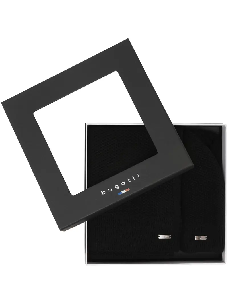 Giftbox sjaal en muts heren Bugatti - 630223 - zwart