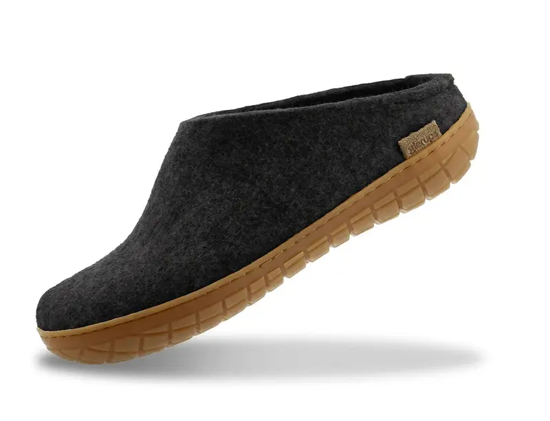 Glerups | instappantoffel met rubber zool - charcoal