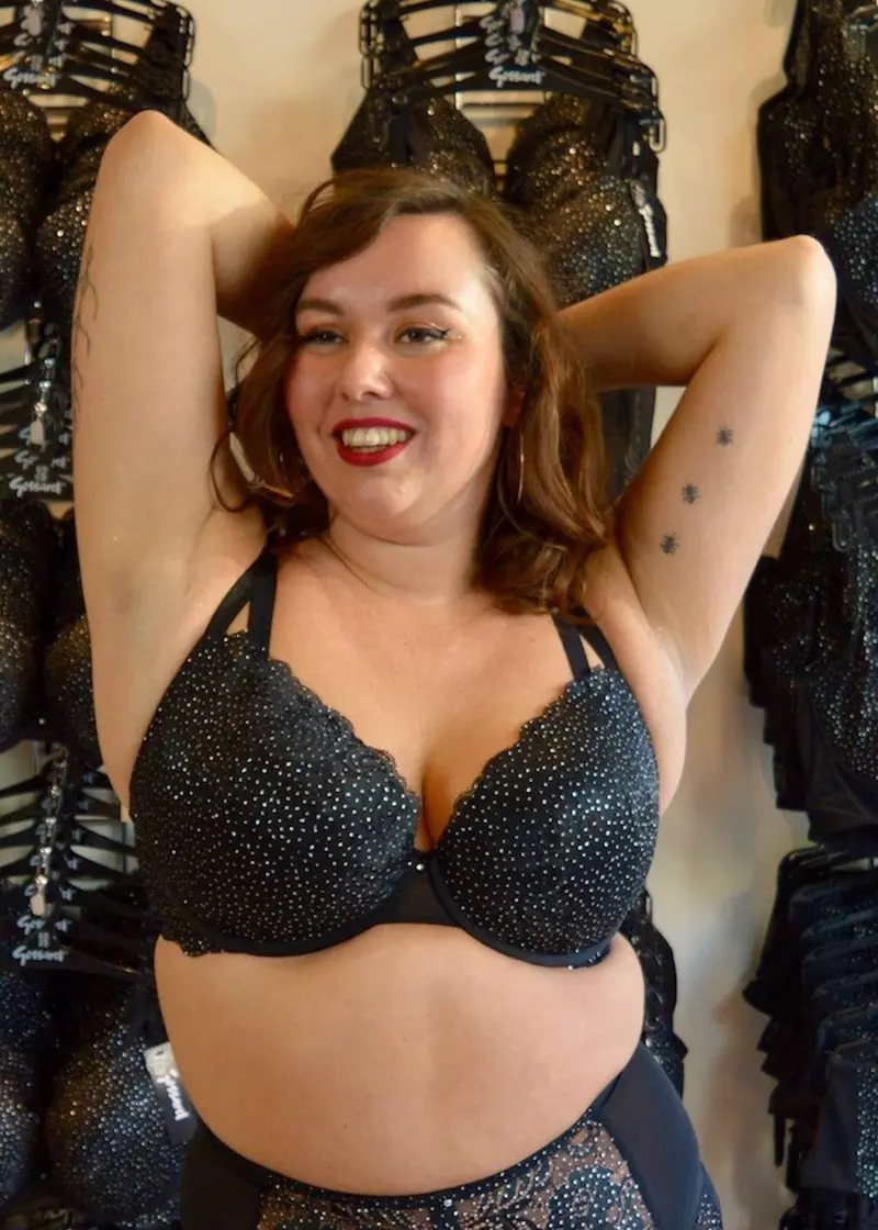 Glitter Voorgevormde Plunge BH Zwart