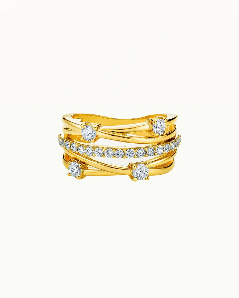 Gouden Kristallen Stack Ring - Lisa - R77